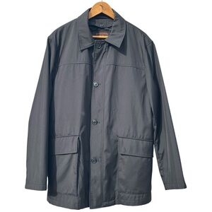 Cole Haan Jacket Mens L Black Coated Detachable Quilted Liner Field Coat Pockets